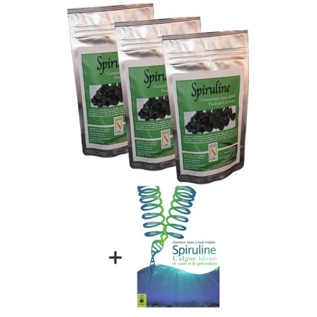 Acheter lot spiruline en comprimés et livre Vidalo