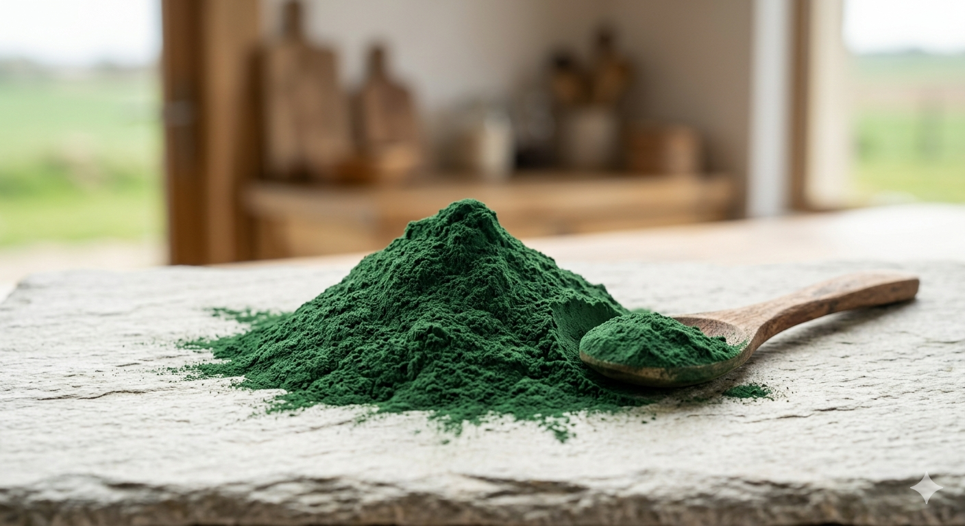 spiruline en poudre bio produite à la ferme dans le gard