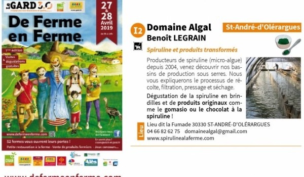 De Ferme en Ferme 2019 venez visitez la spiruline du Domaine Algal